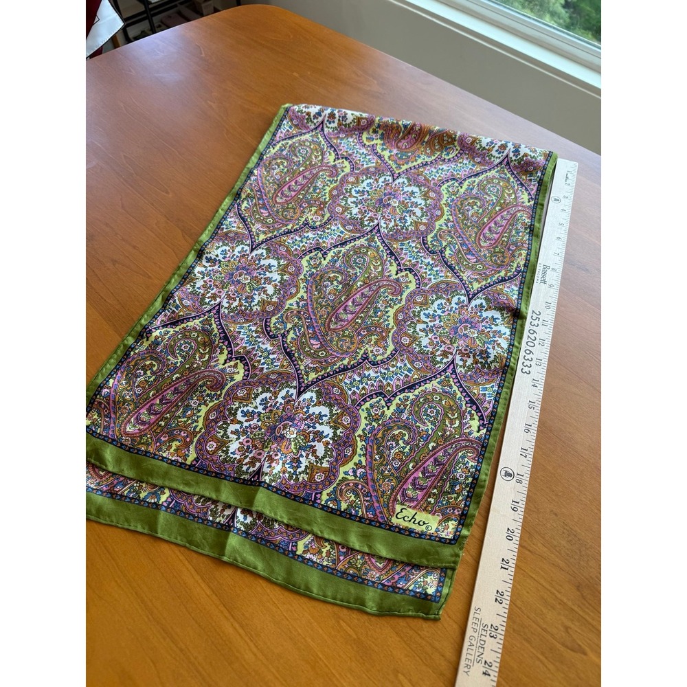 Echo silk scarf.    Greens